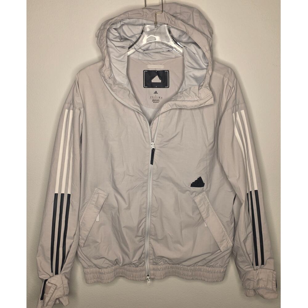 Adidas Player 3-Stripes Full-Zip Hooded Windbreaker Jacket - Men's Size Large